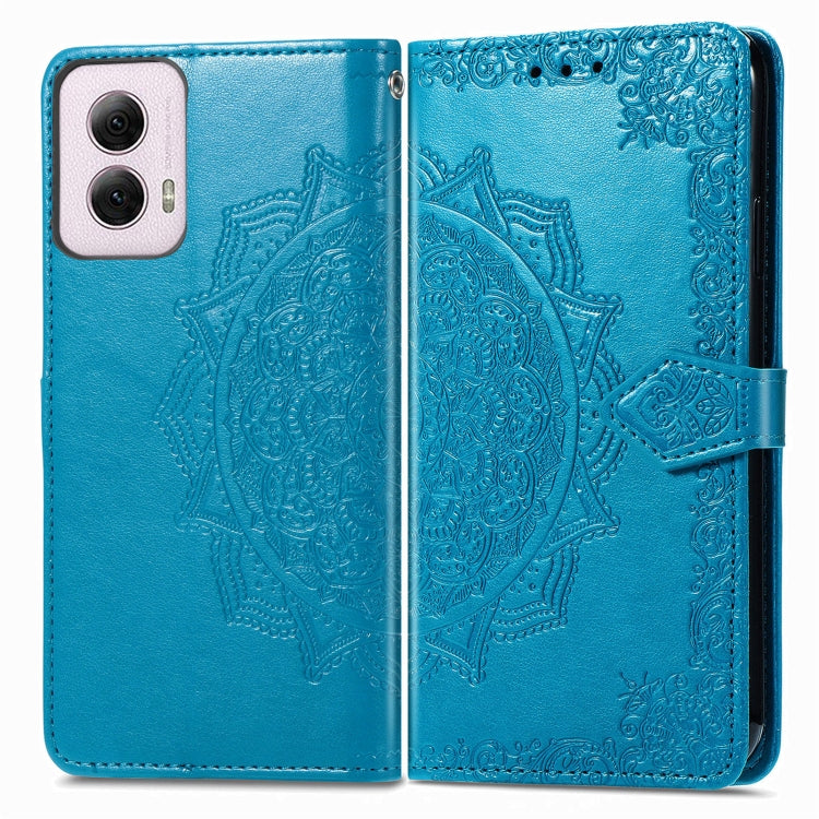For Motorola Moto G Power 2024 Mandala Flower Embossed Leather Phone Case(Blue) by buy2fix