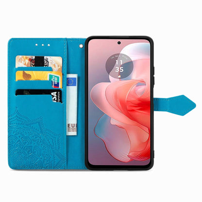 For Motorola Moto G Power 2024 Mandala Flower Embossed Leather Phone Case(Blue) by buy2fix