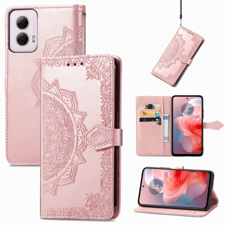 For Motorola Moto G Power 2024 Mandala Flower Embossed Leather Phone Case(Rose Gold) by buy2fix
