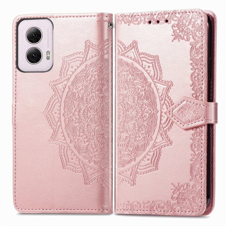 For Motorola Moto G Power 2024 Mandala Flower Embossed Leather Phone Case(Rose Gold) by buy2fix