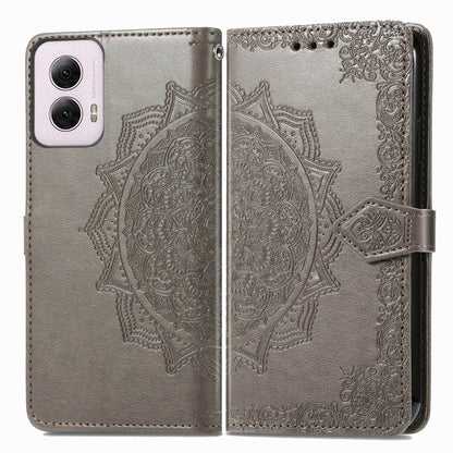 For Motorola Moto G Power 2024 Mandala Flower Embossed Leather Phone Case(Gray) by buy2fix