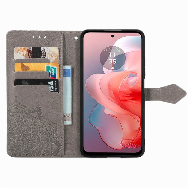 For Motorola Moto G Power 2024 Mandala Flower Embossed Leather Phone Case(Gray) by buy2fix