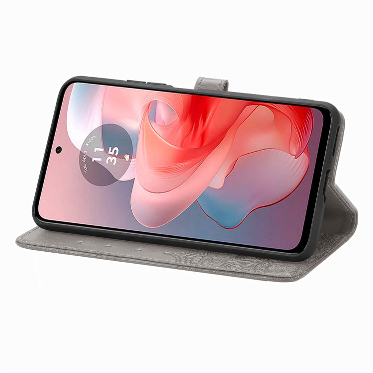 For Motorola Moto G Power 2024 Mandala Flower Embossed Leather Phone Case(Gray) by buy2fix