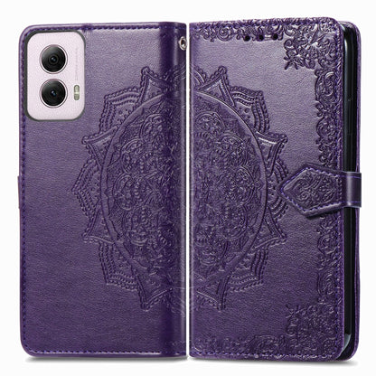 For Motorola Moto G Power 2024 Mandala Flower Embossed Leather Phone Case(Purple) by buy2fix