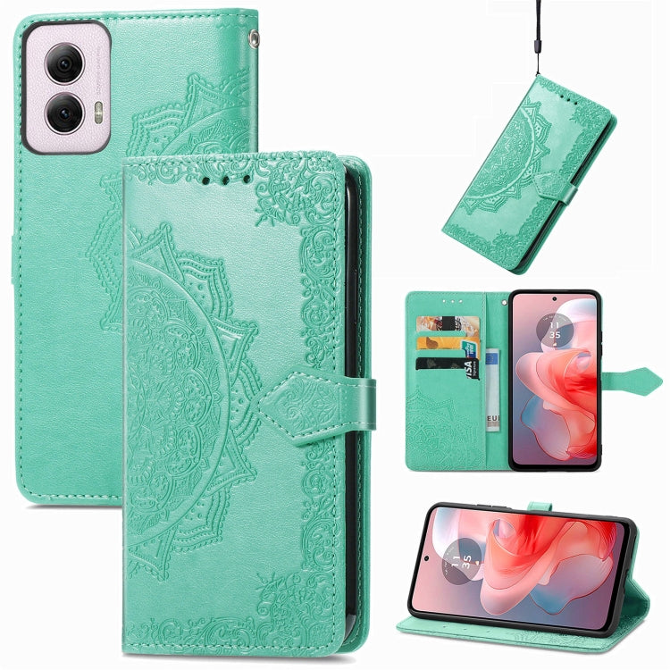 For Motorola Moto G Power 2024 Mandala Flower Embossed Leather Phone Case(Green) by buy2fix