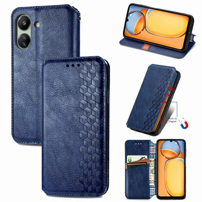 For Xiaomi Redmi 13C Cubic Grid Pressed Magnetic Leather Phone Case(Blue) by buy2fix