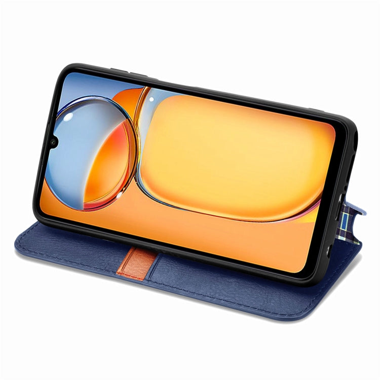 For Xiaomi Redmi 13C Cubic Grid Pressed Magnetic Leather Phone Case(Blue) by buy2fix