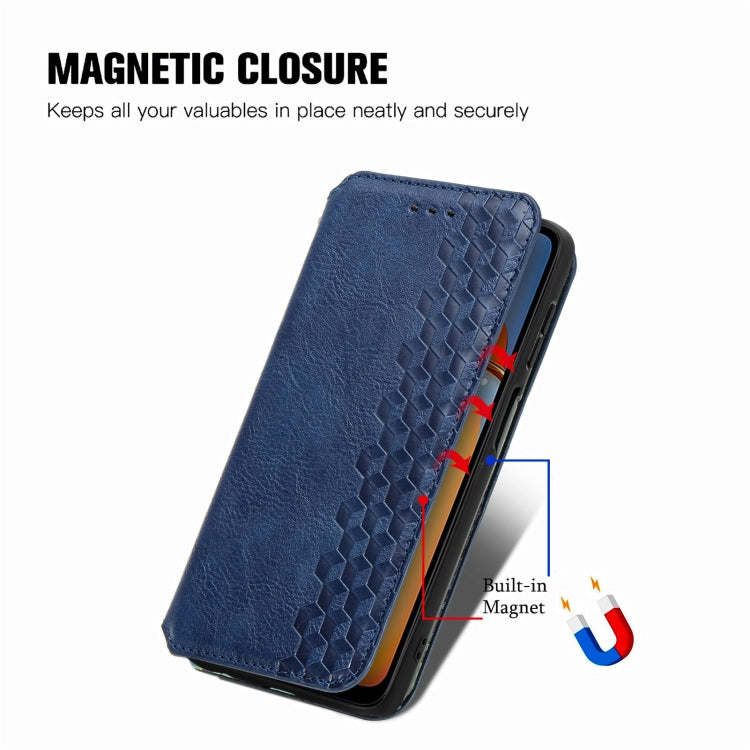 For Xiaomi Redmi 13C Cubic Grid Pressed Magnetic Leather Phone Case(Blue) by buy2fix