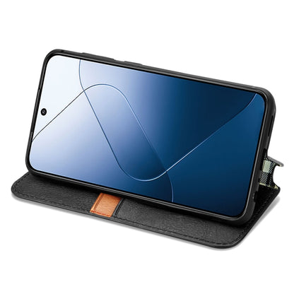 For Xiaomi 14 Cubic Grid Pressed Magnetic Leather Phone Case(Black) - Xiaomi Cases by buy2fix | Online Shopping UK | buy2fix