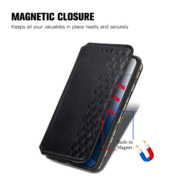 For Xiaomi 14 Cubic Grid Pressed Magnetic Leather Phone Case(Black) - Xiaomi Cases by buy2fix | Online Shopping UK | buy2fix