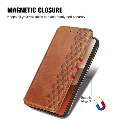 For Xiaomi Redmi Note 13 Pro Cubic Grid Pressed Magnetic Leather Phone Case(Brown) - Xiaomi Cases by buy2fix | Online Shopping UK | buy2fix