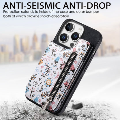 For iPhone 16 Pro Retro Painted Zipper Wallet Back Phone Case(Black) by buy2fix