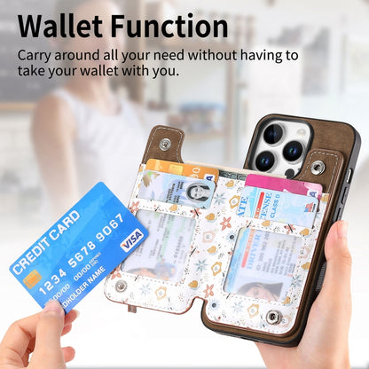 For iPhone 16 Pro Max Retro Painted Zipper Wallet Back Phone Case(Brown) by buy2fix