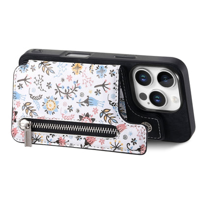 For iPhone 16 Pro Max Retro Painted Zipper Wallet Back Phone Case(Black) by buy2fix