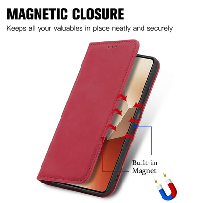 For Xiaomi Redmi Note 13 4G Retro Skin Feel Magnetic Flip Leather Phone Case(Red) - Xiaomi Cases by buy2fix | Online Shopping UK | buy2fix