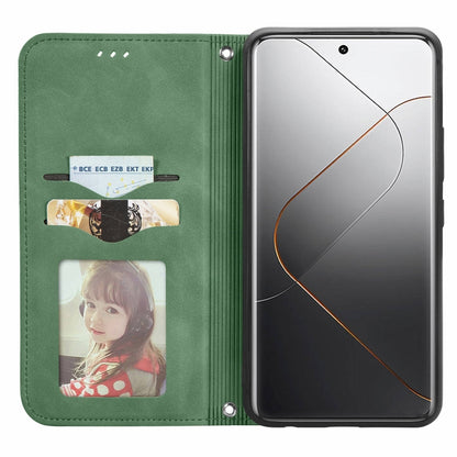 For Xiaomi  14 Pro Retro Skin Feel Magnetic Flip Leather Phone Case(Green) - Xiaomi 14 Pro Cases by buy2fix | Online Shopping UK | buy2fix