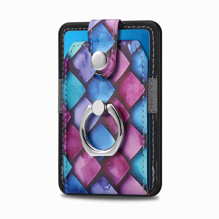 Magsafe  Castillo painted ring cell phone card case(Purple Scales) - Adhesive Card Holders by buy2fix | Online Shopping UK | buy2fix