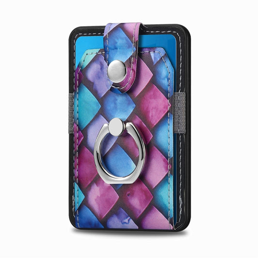 Magsafe  Castillo painted ring cell phone card case(Purple Scales) - Adhesive Card Holders by buy2fix | Online Shopping UK | buy2fix
