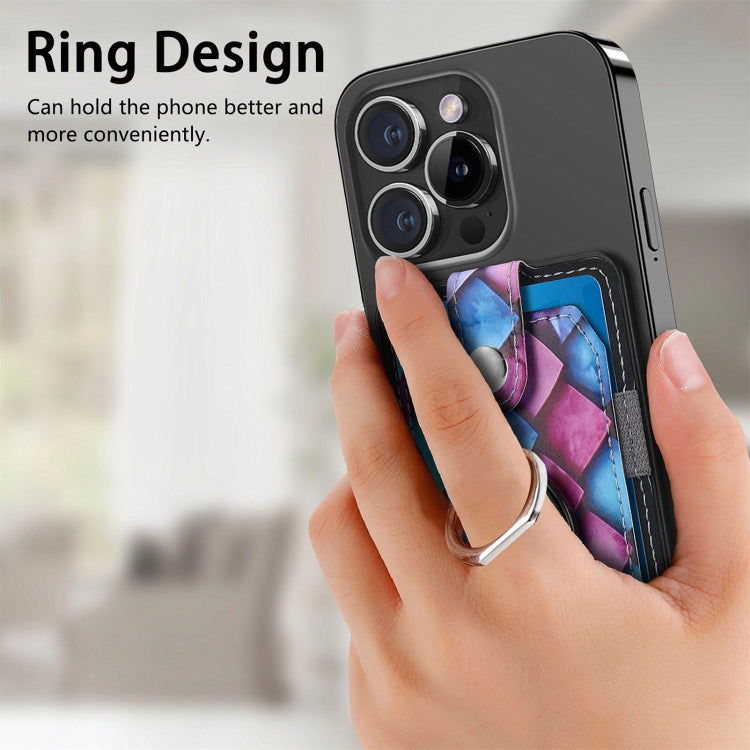 Magsafe  Castillo painted ring cell phone card case(Purple Scales) - Adhesive Card Holders by buy2fix | Online Shopping UK | buy2fix