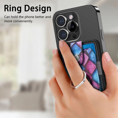 Magsafe  Castillo painted ring cell phone card case(Purple Scales) - Adhesive Card Holders by buy2fix | Online Shopping UK | buy2fix