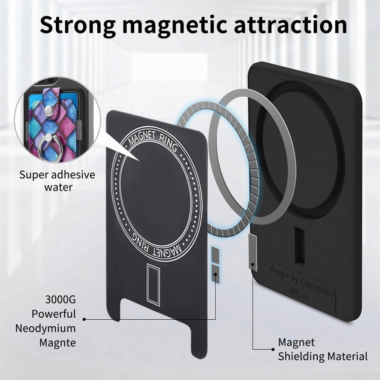 Magsafe  Castillo painted ring cell phone card case(Purple Scales) - Adhesive Card Holders by buy2fix | Online Shopping UK | buy2fix