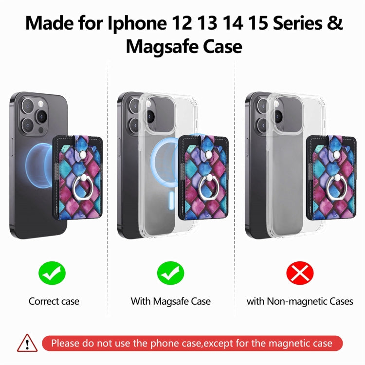 Magsafe  Castillo painted ring cell phone card case(Purple Scales) - Adhesive Card Holders by buy2fix | Online Shopping UK | buy2fix