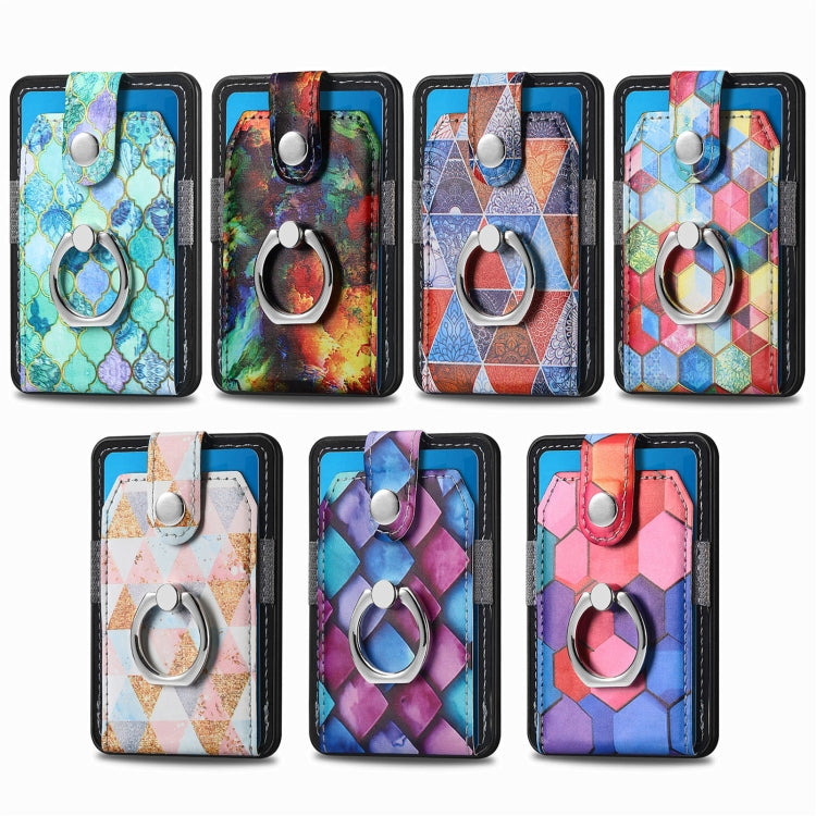 Magsafe  Castillo painted ring cell phone card case(Purple Scales) - Adhesive Card Holders by buy2fix | Online Shopping UK | buy2fix
