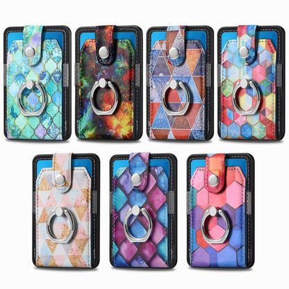 Magsafe  Castillo painted ring cell phone card case(Purple Scales) - Adhesive Card Holders by buy2fix | Online Shopping UK | buy2fix