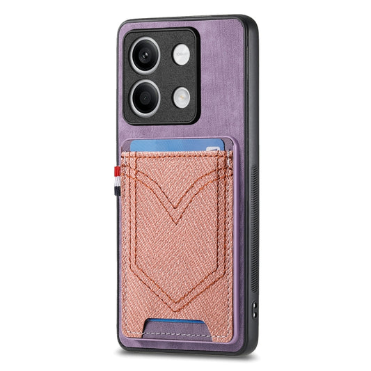 For Xiaomi Redmi Note 13 Denim Texture Leather Skin Phone Case with Card Slot(Purple) - Xiaomi Cases by buy2fix | Online Shopping UK | buy2fix