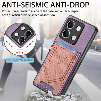 For Xiaomi Redmi Note 13 Denim Texture Leather Skin Phone Case with Card Slot(Purple) - Xiaomi Cases by buy2fix | Online Shopping UK | buy2fix