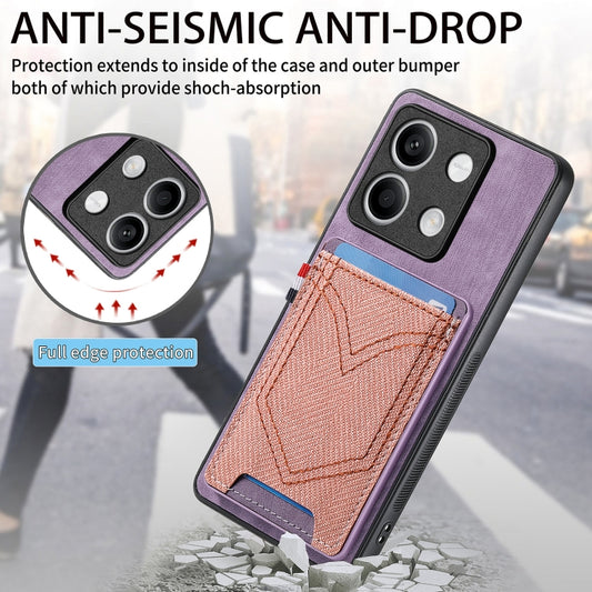 For Xiaomi Redmi Note 13 Denim Texture Leather Skin Phone Case with Card Slot(Purple) - Xiaomi Cases by buy2fix | Online Shopping UK | buy2fix
