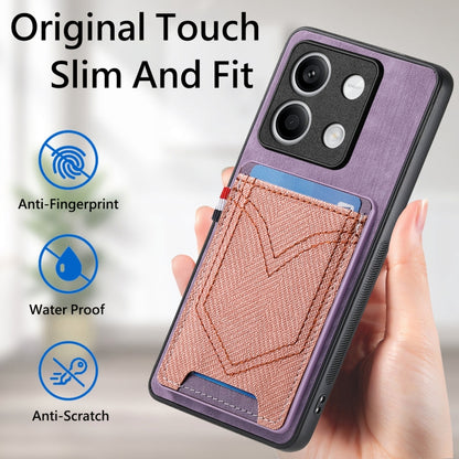 For Xiaomi Redmi Note 13 Denim Texture Leather Skin Phone Case with Card Slot(Purple) - Xiaomi Cases by buy2fix | Online Shopping UK | buy2fix
