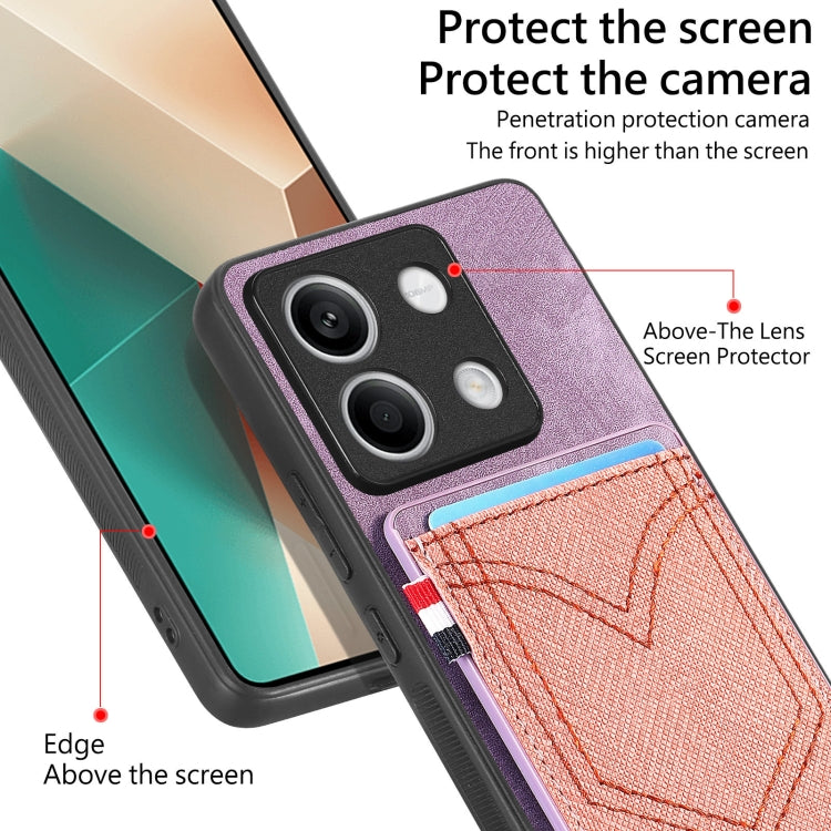 For Xiaomi Redmi Note 13 Denim Texture Leather Skin Phone Case with Card Slot(Purple) - Xiaomi Cases by buy2fix | Online Shopping UK | buy2fix