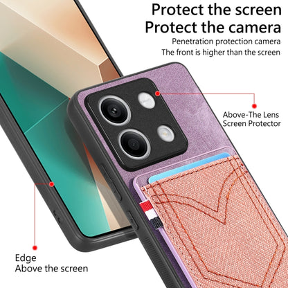 For Xiaomi Redmi Note 13 Denim Texture Leather Skin Phone Case with Card Slot(Purple) - Xiaomi Cases by buy2fix | Online Shopping UK | buy2fix