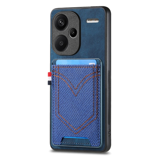 For Xiaomi Redmi Note 13 Pro+ Denim Texture Leather Skin Phone Case with Card Slot(Blue) - Xiaomi Cases by buy2fix | Online Shopping UK | buy2fix