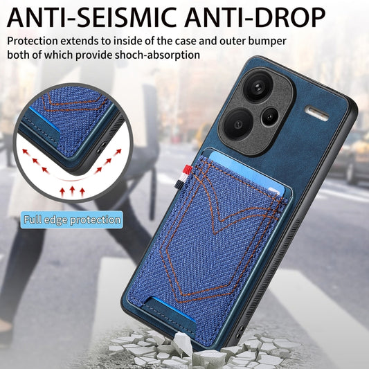 For Xiaomi Redmi Note 13 Pro+ Denim Texture Leather Skin Phone Case with Card Slot(Blue) - Xiaomi Cases by buy2fix | Online Shopping UK | buy2fix