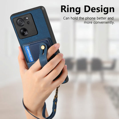 For Xiaomi 13T / 13T Pro Retro Cross Wristband Wallet Leather Back Phone Case(Blue) by buy2fix