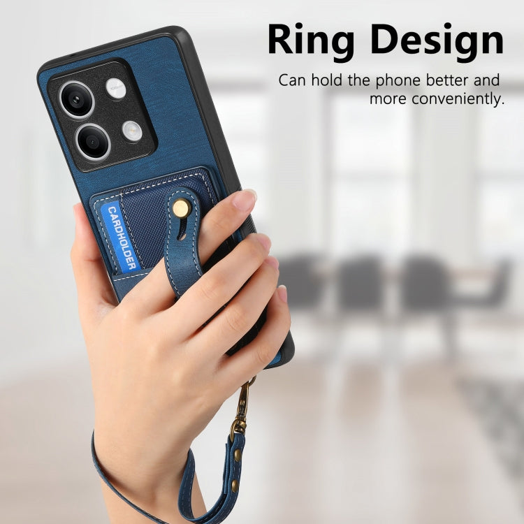 For Xiaomi Redmi Note 13 Retro Cross Wristband Wallet Leather Back Phone Case(Blue) - Xiaomi Cases by buy2fix | Online Shopping UK | buy2fix