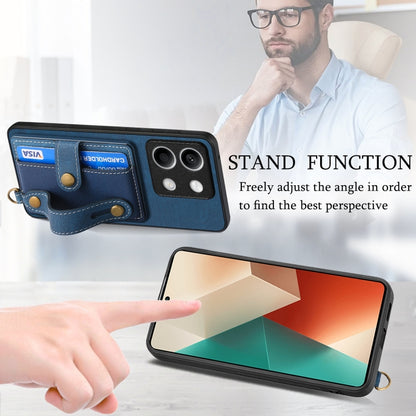 For Xiaomi Redmi Note 13 Retro Cross Wristband Wallet Leather Back Phone Case(Blue) - Xiaomi Cases by buy2fix | Online Shopping UK | buy2fix
