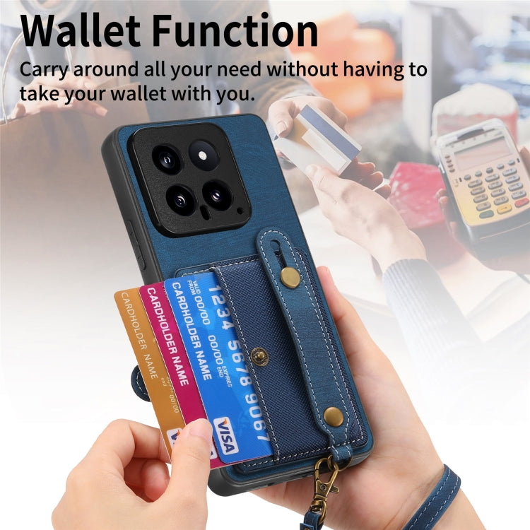 For Xiaomi 14 Retro Cross Wristband Wallet Leather Back Phone Case(Brown) - Xiaomi Cases by buy2fix | Online Shopping UK | buy2fix