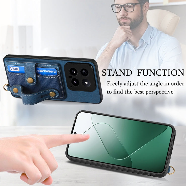 For Xiaomi 14 Retro Cross Wristband Wallet Leather Back Phone Case(Brown) - Xiaomi Cases by buy2fix | Online Shopping UK | buy2fix