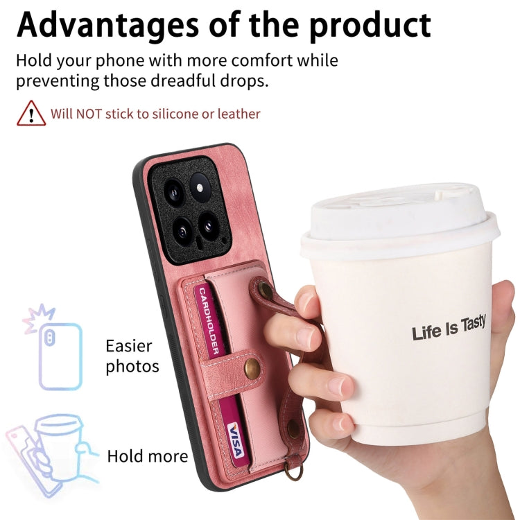 For Xiaomi 14 Retro Cross Wristband Wallet Leather Back Phone Case(Brown) - Xiaomi Cases by buy2fix | Online Shopping UK | buy2fix