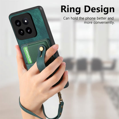 For Xiaomi 14 Pro Retro Cross Wristband Wallet Leather Back Phone Case(Blue) - Xiaomi 14 Pro Cases by buy2fix | Online Shopping UK | buy2fix