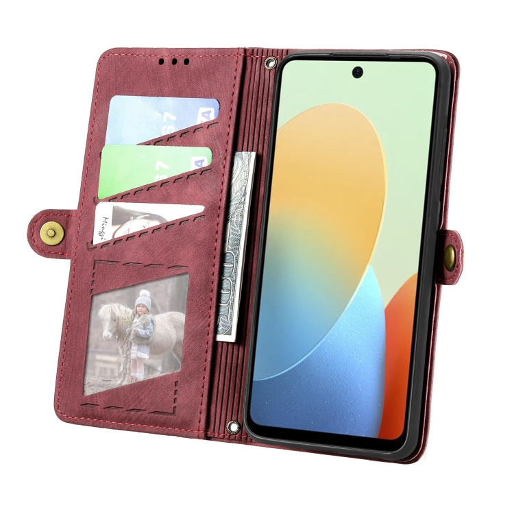 For Tecno Spark Go 2024 Geometric Zipper Wallet Side Buckle Leather Phone Case(Red) by buy2fix