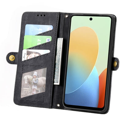 For Tecno Spark Go 2024 Geometric Zipper Wallet Side Buckle Leather Phone Case(Black) by buy2fix