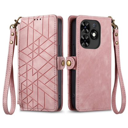 For Tecno Spark Go 2024 Geometric Zipper Wallet Side Buckle Leather Phone Case(Pink) by buy2fix