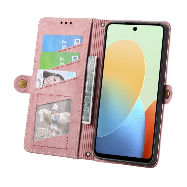 For Tecno Spark Go 2024 Geometric Zipper Wallet Side Buckle Leather Phone Case(Pink) by buy2fix