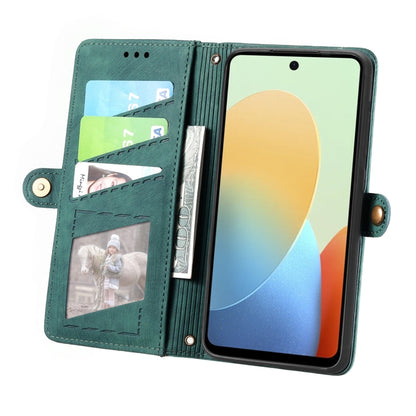 For Tecno Spark Go 2024 Geometric Zipper Wallet Side Buckle Leather Phone Case(Green) by buy2fix