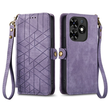 For Tecno Spark Go 2024 Geometric Zipper Wallet Side Buckle Leather Phone Case(Purple) by buy2fix