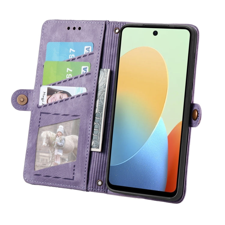For Tecno Spark Go 2024 Geometric Zipper Wallet Side Buckle Leather Phone Case(Purple) by buy2fix